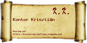 Kontor Krisztián névjegykártya